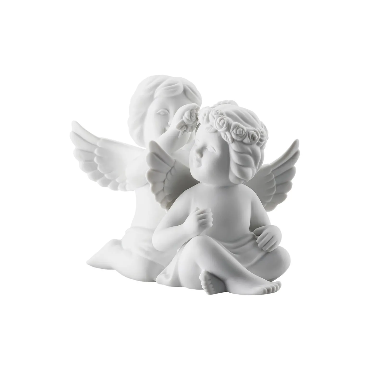 Engelpaar mit Blumenkranz