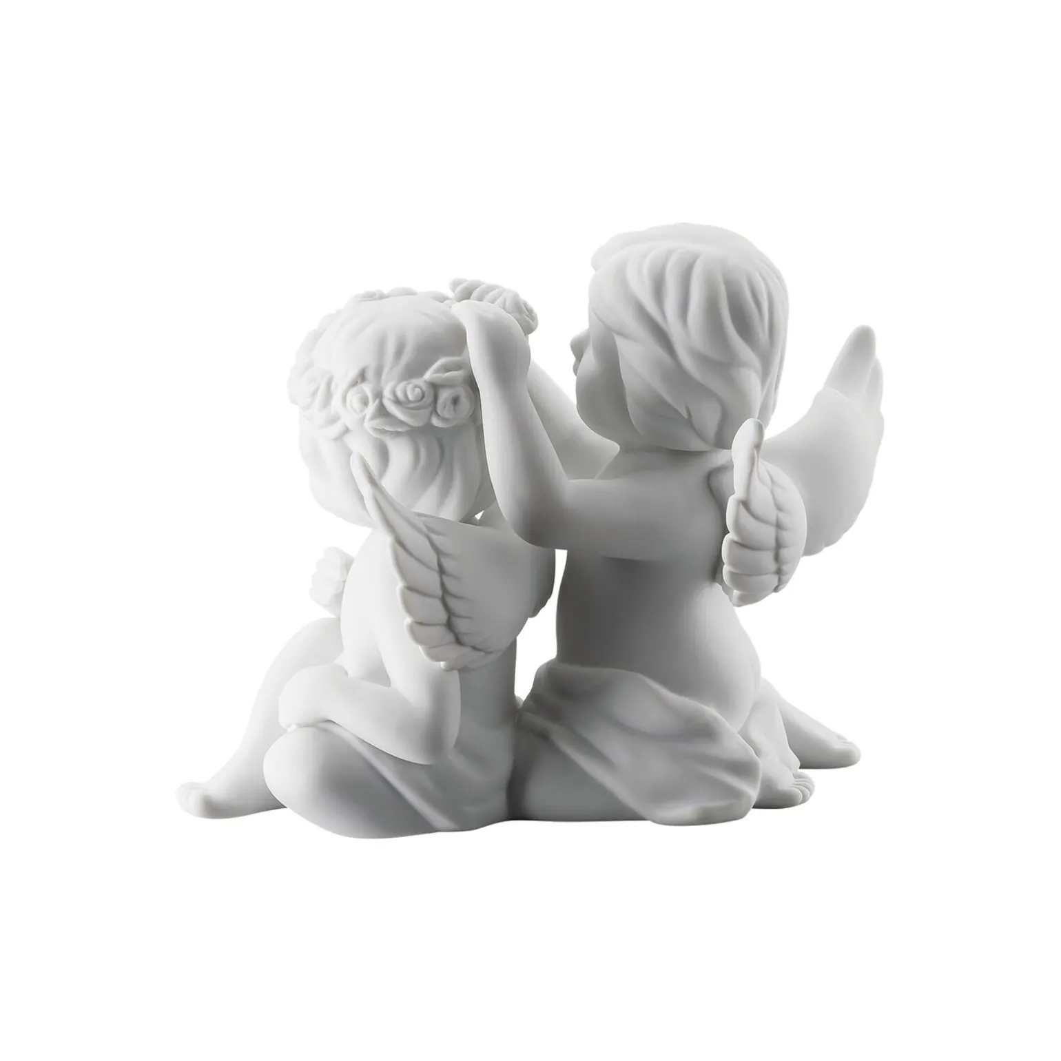 Engelpaar mit Blumenkranz