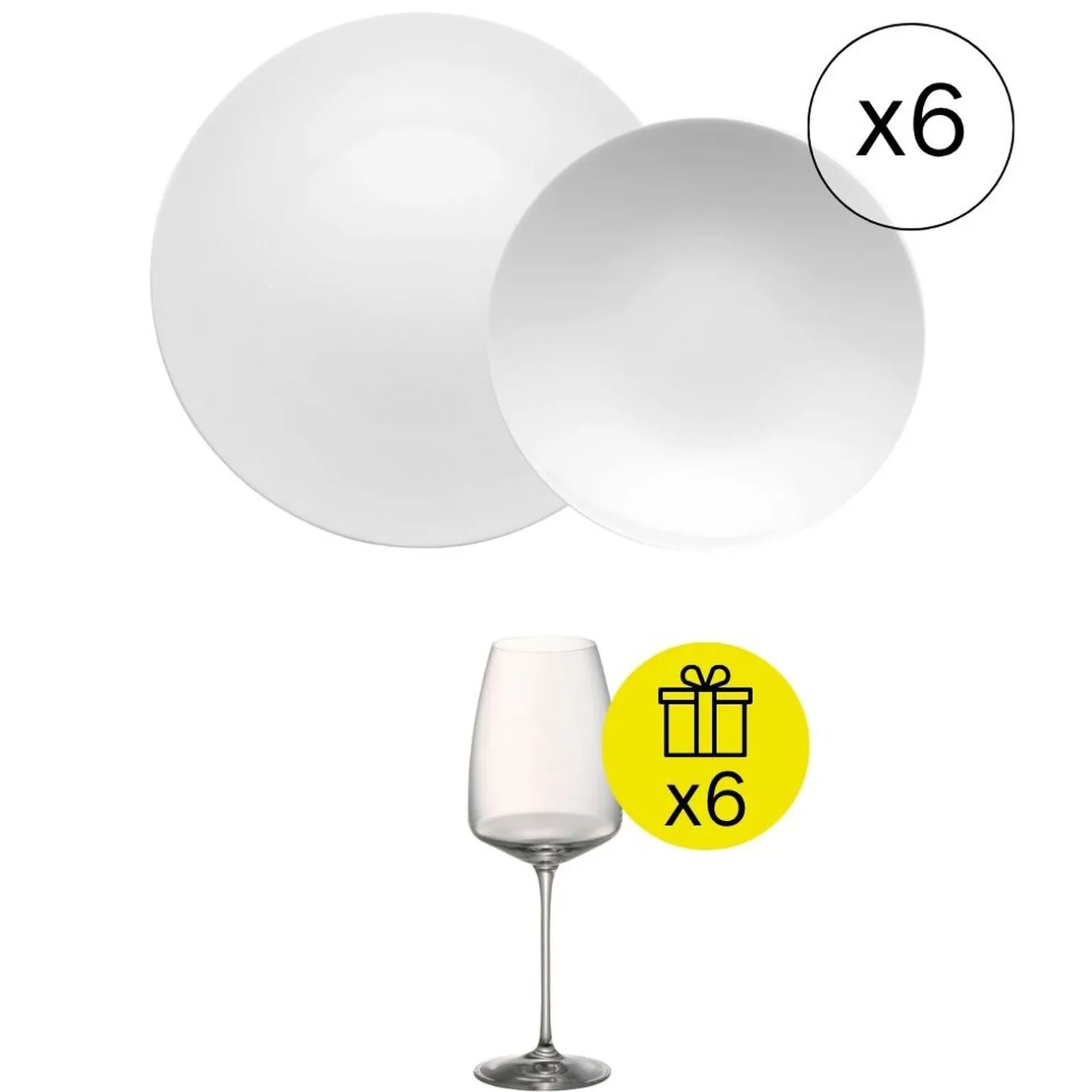 IkonischesTafelservice für 6, 12-tlg. Geschirr-Set mit Geschenk